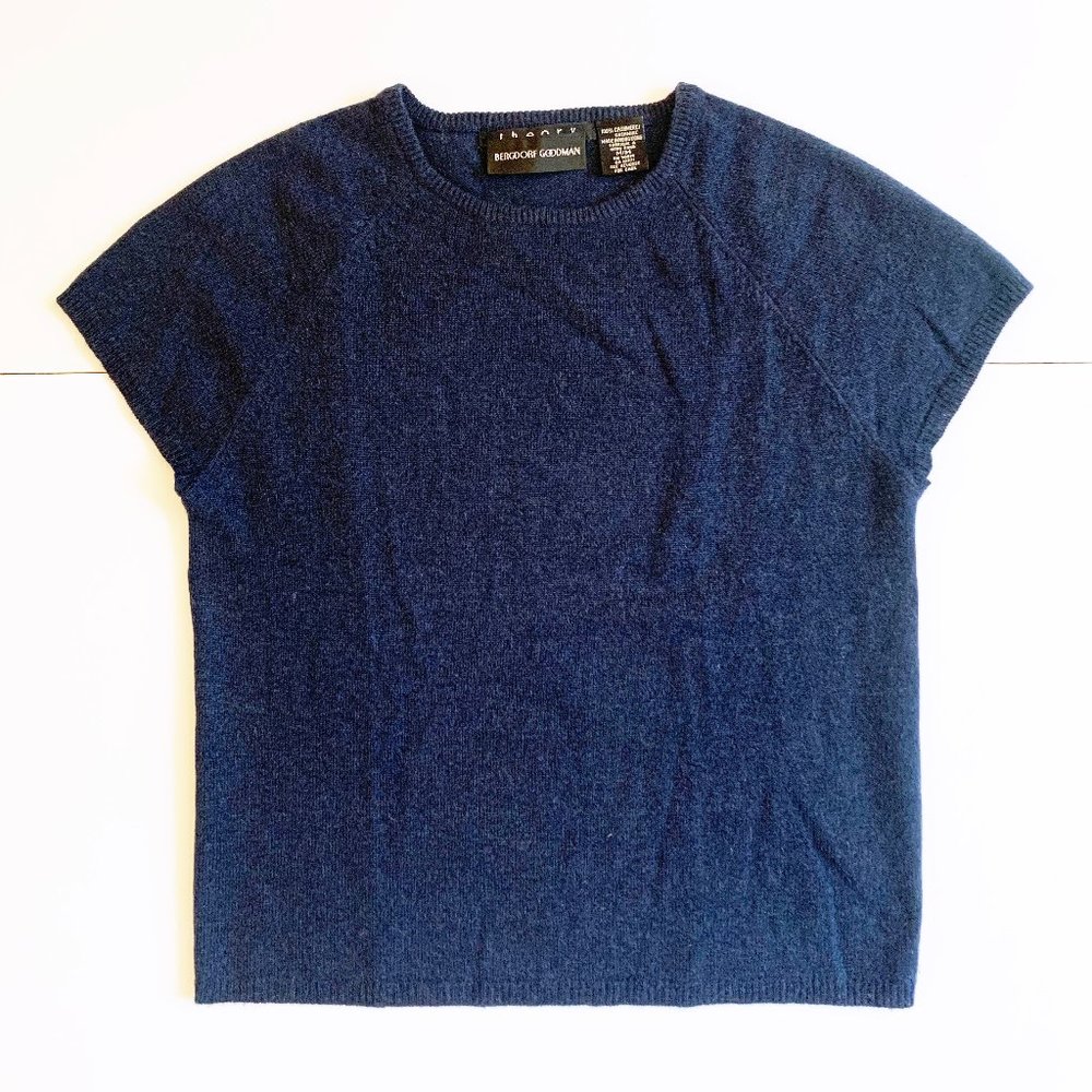 100 % Cashmere Cap Sleeve Bergdorf x Theory Sweater Tee